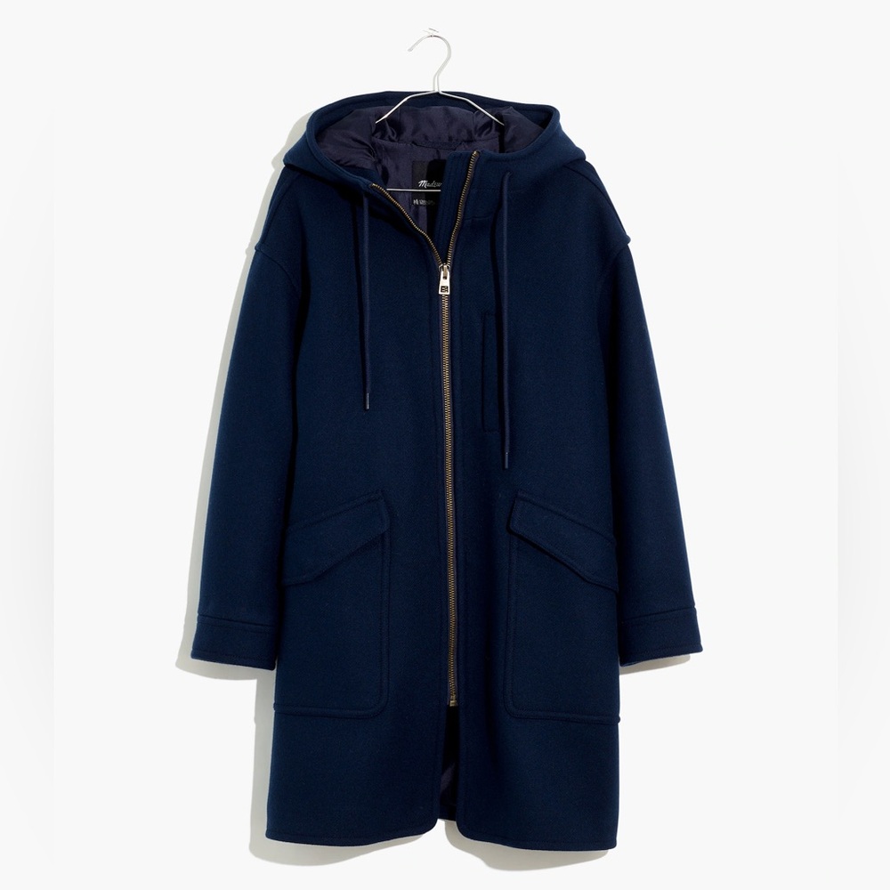 Madewell Lynnford Coat in Insuluxe Fabric, Deep Navy, Size Extra Small (XS) Wool